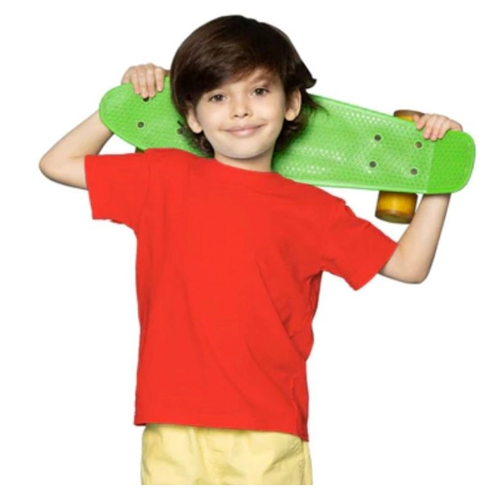 Generic Boys Cotton Plain Half Sleeve TShirt (Red) - Image 5