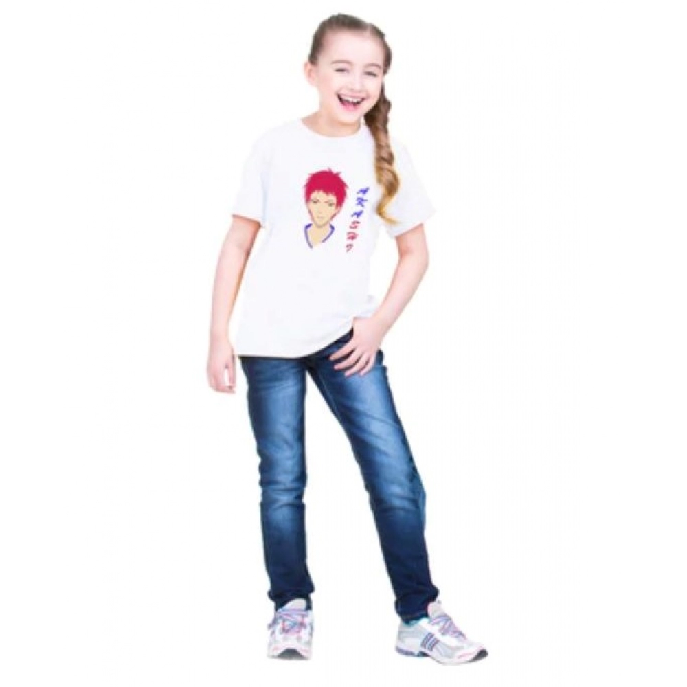 Generic Girls Cotton Akashi Half Sleeve TShirt (White) - Image 4