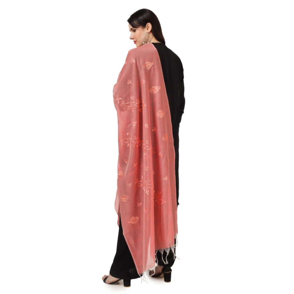 Generic Women's Cotton Embroidered Dupatta (Peach, Length: 2.25 to 2.50 Mtr) - Image 3