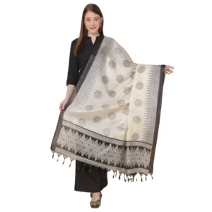 Generic Women's Art Silk Printed Dupatta (Black, Length: 2.25 to 2.50 Mtr)