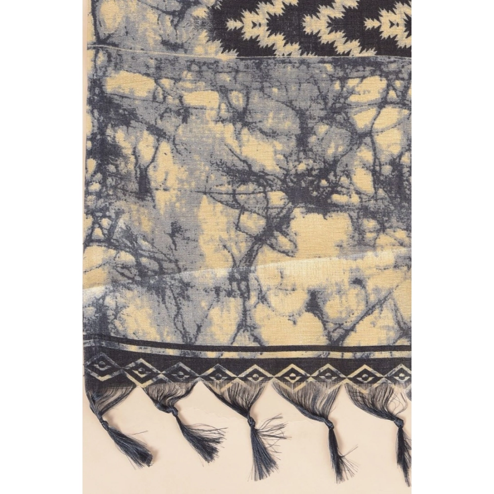 Generic Women's Art Silk Printed Dupatta (Black, Length: 2.25 to 2.50 Mtr) - Image 2