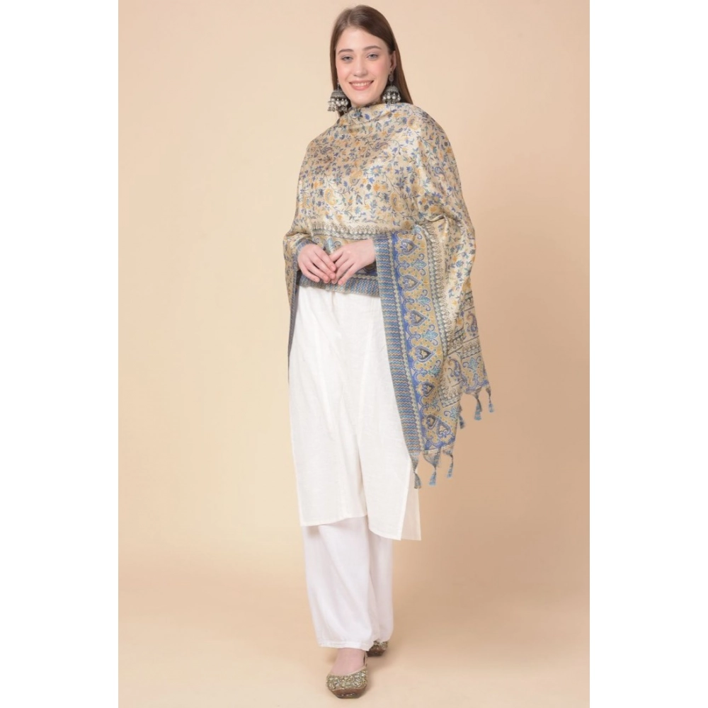 Generic Women's Art Silk Printed Dupatta (Grey, Length: 2.25 to 2.50 Mtr) - Image 2