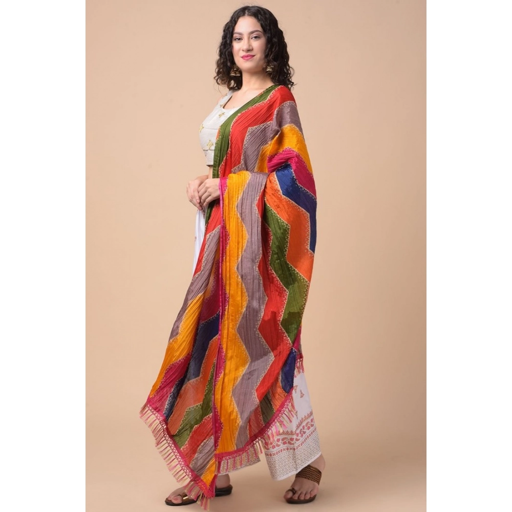Generic Women's Chanderi Printed Dupatta (Multicolor, Length: 2.25 to 2.50 Mtr) - Image 3