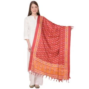Generic Women's Art Silk Printed Dupatta (Red, Length: 2.25 to 2.50 Mtr)