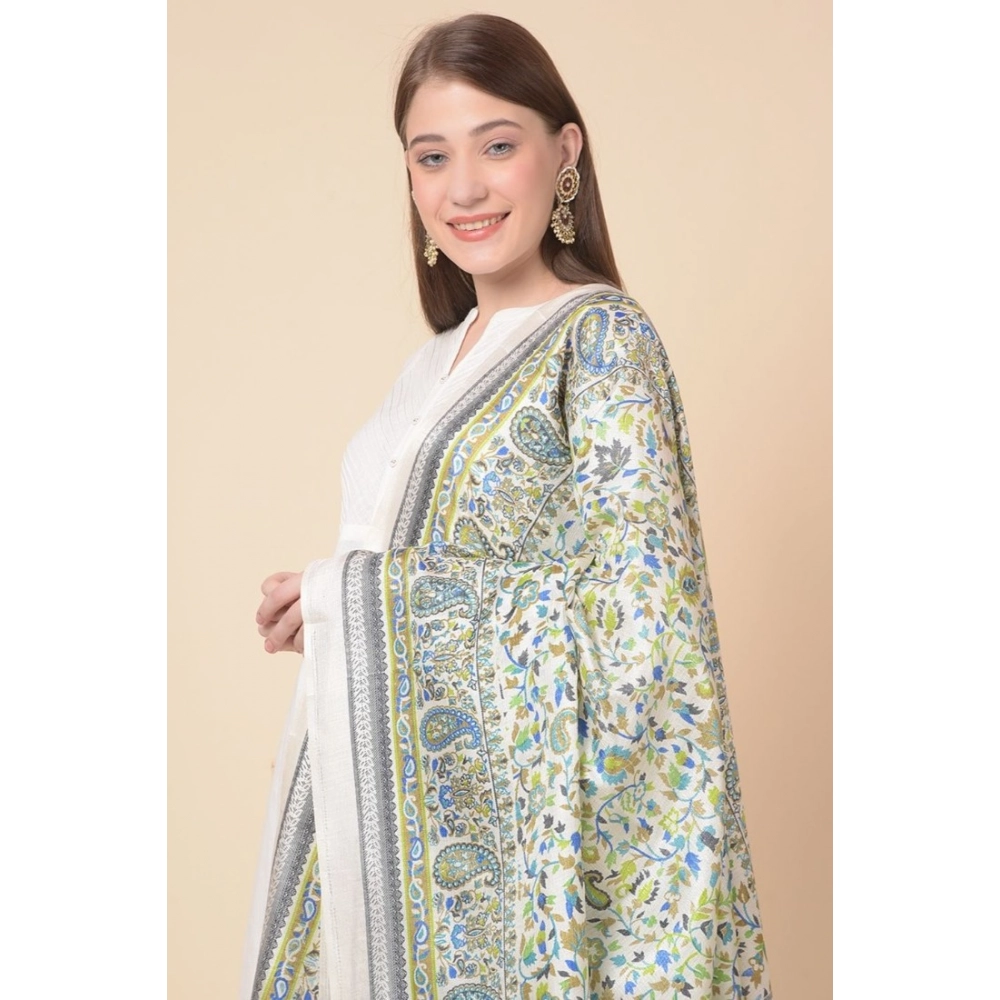 Generic Women's Art Silk Printed Dupatta (Grey, Length: 2.25 to 2.50 Mtr) - Image 3