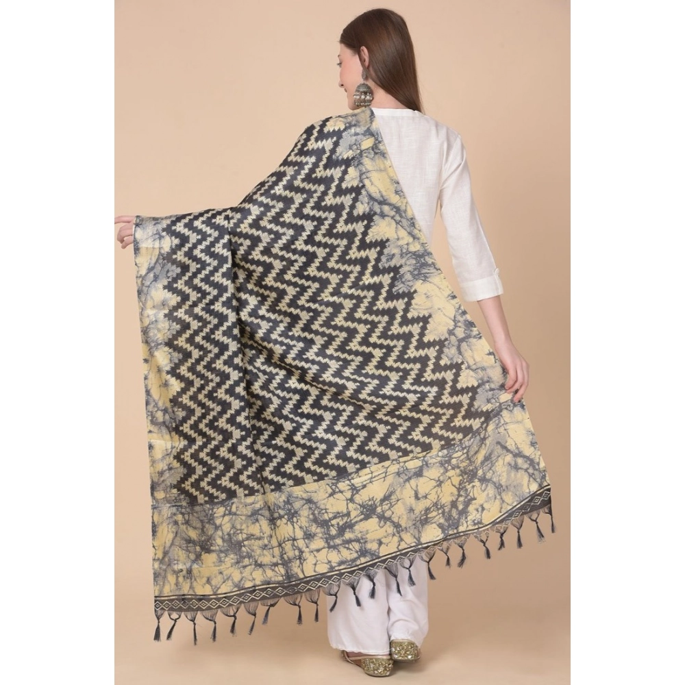 Generic Women's Art Silk Printed Dupatta (Black, Length: 2.25 to 2.50 Mtr) - Image 5