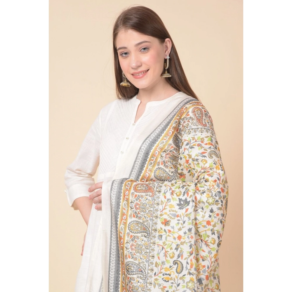 Generic Women's Art Silk Printed Dupatta (White, Length: 2.25 to 2.50 Mtr) - Image 3