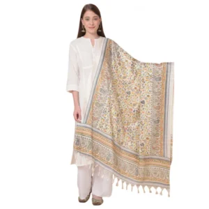 Generic Women's Art Silk Printed Dupatta (White, Length:ย 2.25 to 2.50 Mtr)
