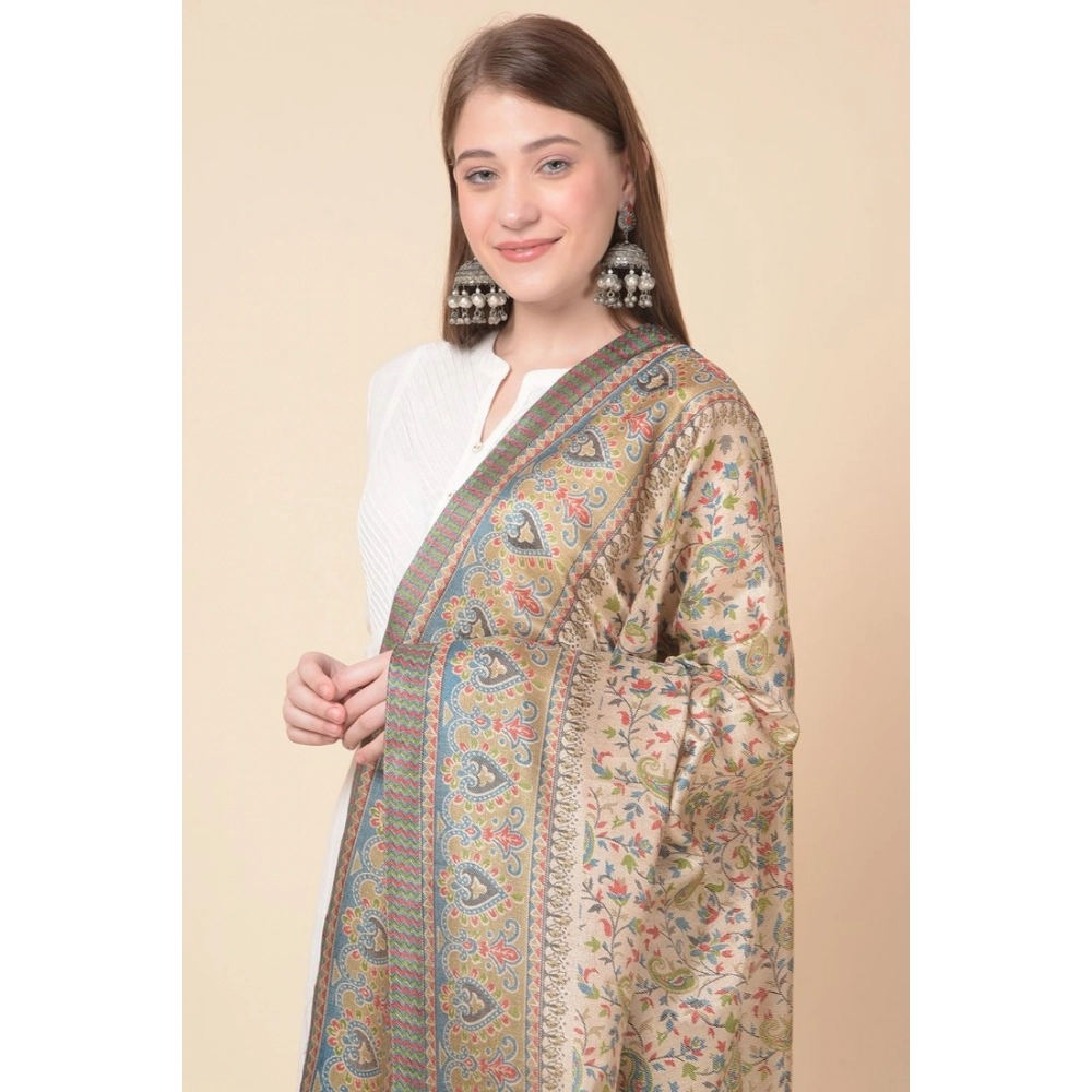 Generic Women's Art Silk Printed Dupatta (Light Brown, Length: 2.25 to 2.50 Mtr) - Image 3