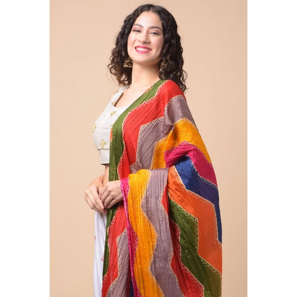 Generic Women's Chanderi Printed Dupatta (Multicolor, Length: 2.25 to 2.50 Mtr) - Image 2