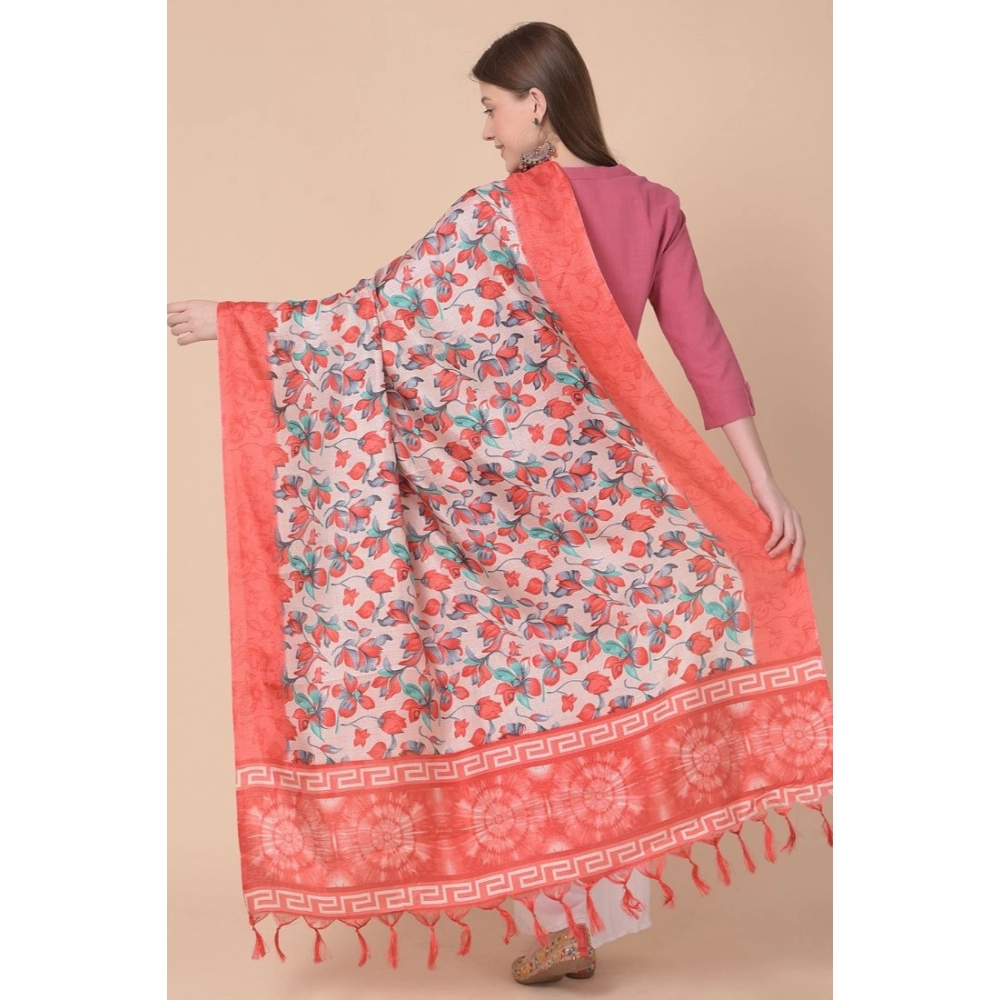 Generic Women's Art Silk Printed Dupatta (Red, Length: 2.25 to 2.50 Mtr) - Image 5