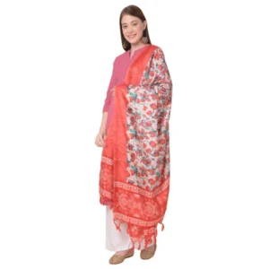 Generic Women's Art Silk Printed Dupatta (Red, Length:ย 2.25 to 2.50 Mtr)