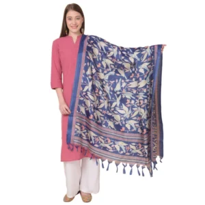 Generic Women's Art Silk Printed Dupatta (Blue, Length:ย 2.25 to 2.50 Mtr)