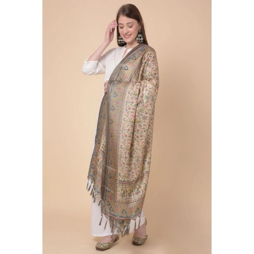 Generic Women's Art Silk Printed Dupatta (Light Brown, Length: 2.25 to 2.50 Mtr) - Image 4