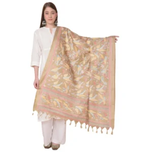 Generic Women's Art Silk Printed Dupatta (Light Brown, Length:ย 2.25 to 2.50 Mtr)