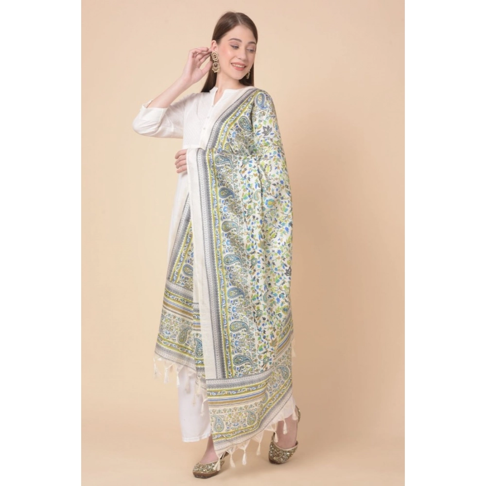 Generic Women's Art Silk Printed Dupatta (Grey, Length: 2.25 to 2.50 Mtr) - Image 4