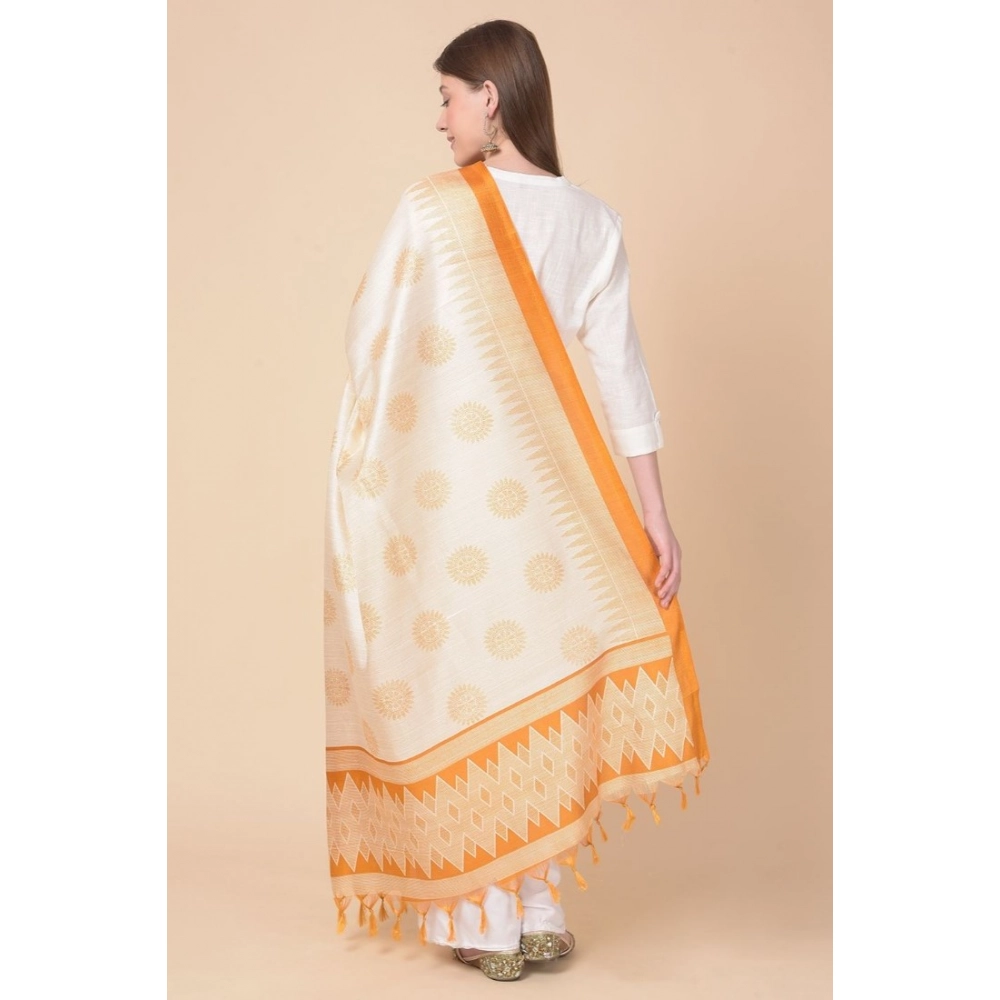 Generic Women's Art Silk Printed Dupatta (Orange, Length: 2.25 to 2.50 Mtr) - Image 5