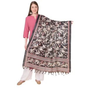 Generic Women's Art Silk Printed Dupatta (Black, Length:ย 2.25 to 2.50 Mtr)