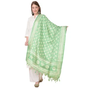 Generic Women's Art Silk Printed Dupatta (Light Green, Length:ย 2.25 to 2.50 Mtr)
