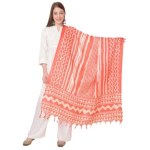 Generic Women's Art Silk Printed Dupatta (Orange, Length:ย 2.25 to 2.50 Mtr)