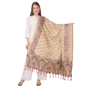 Generic Women's Art Silk Printed Dupatta (Gold, Length:ย 2.25 to 2.50 Mtr)