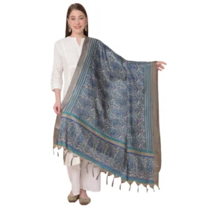 Generic Women's Art Silk Printed Dupatta (Blue, Length:ย 2.25 to 2.50 Mtr)