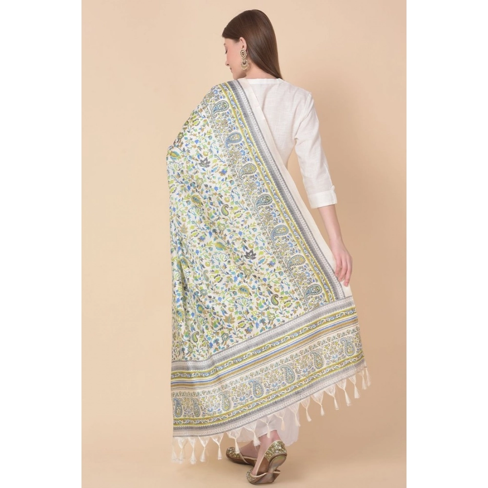 Generic Women's Art Silk Printed Dupatta (Grey, Length: 2.25 to 2.50 Mtr) - Image 5