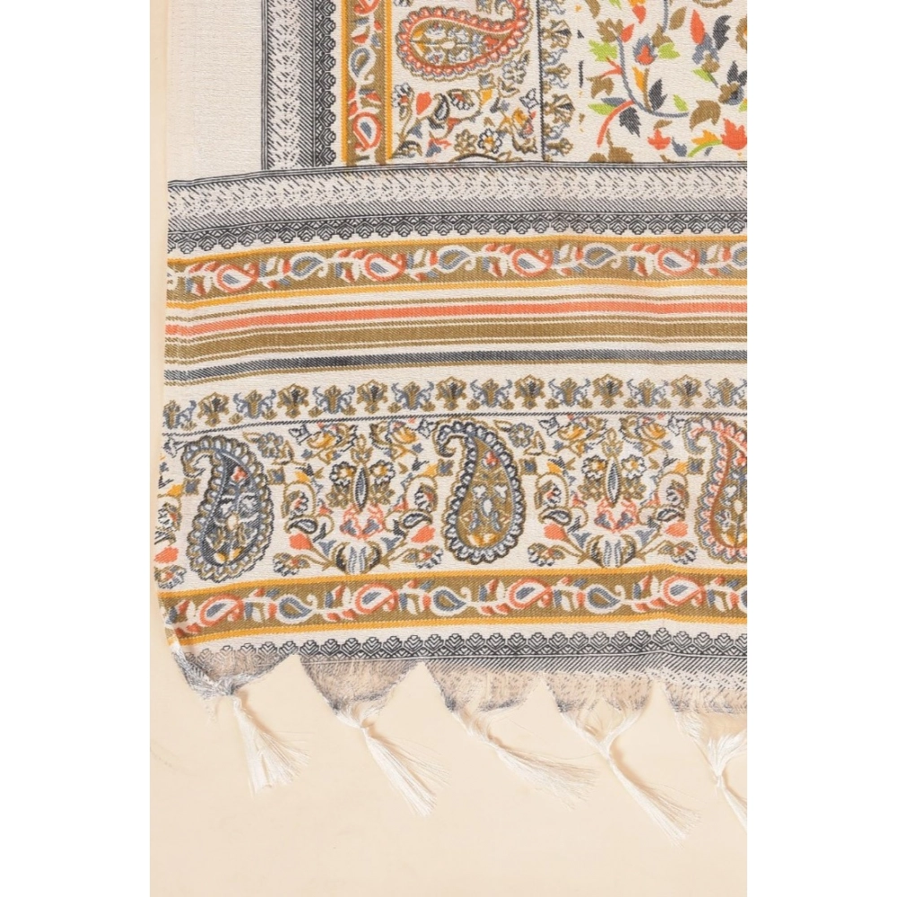 Generic Women's Art Silk Printed Dupatta (White, Length: 2.25 to 2.50 Mtr) - Image 2