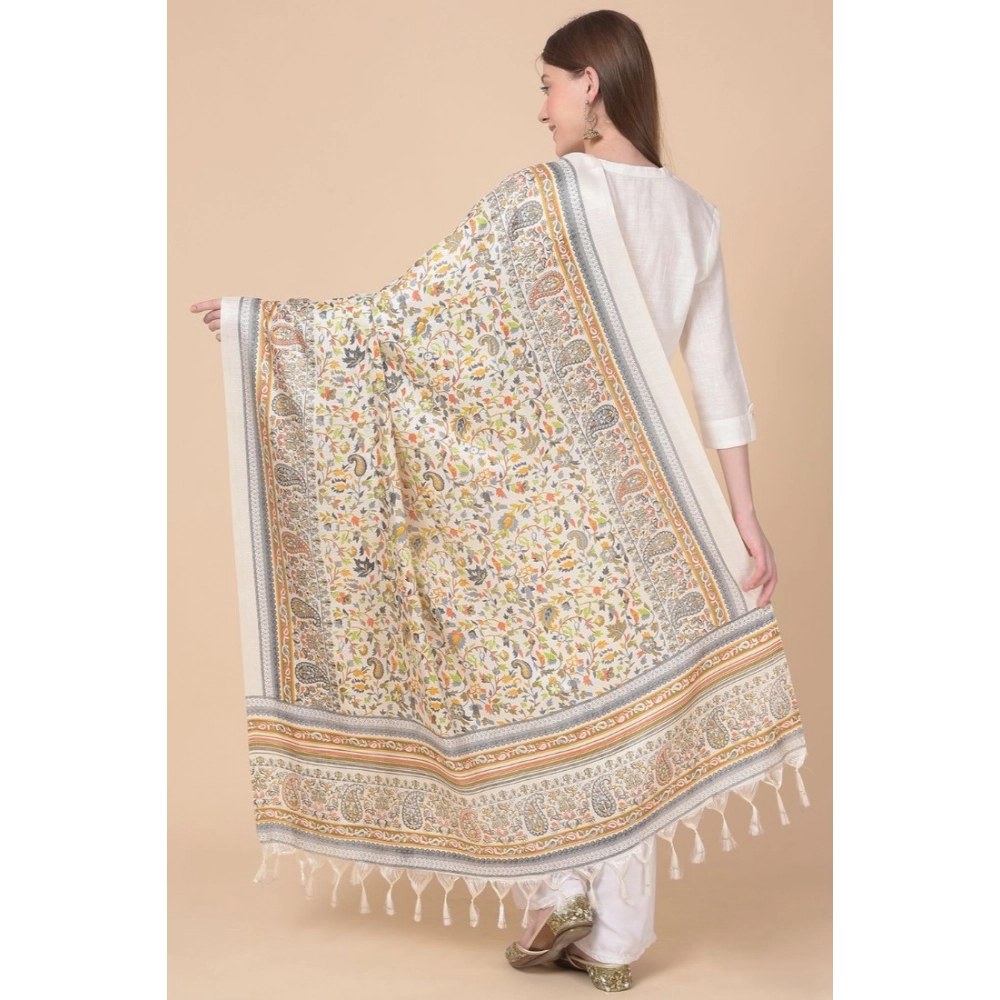 Generic Women's Art Silk Printed Dupatta (White, Length: 2.25 to 2.50 Mtr) - Image 5