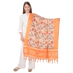 Generic Women's Art Silk Printed Dupatta (Orange, Length:ย 2.25 to 2.50 Mtr)