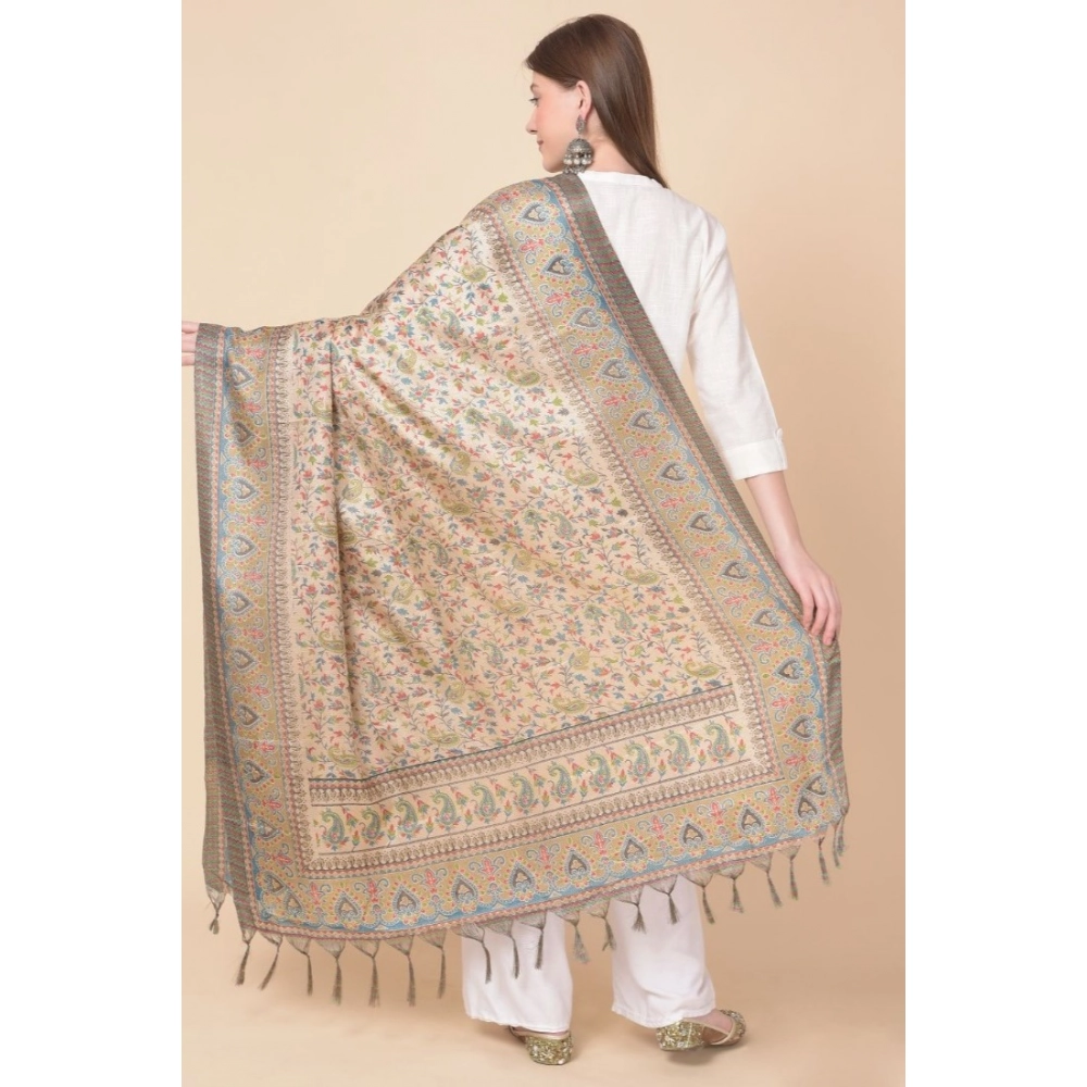 Generic Women's Art Silk Printed Dupatta (Light Brown, Length: 2.25 to 2.50 Mtr) - Image 5