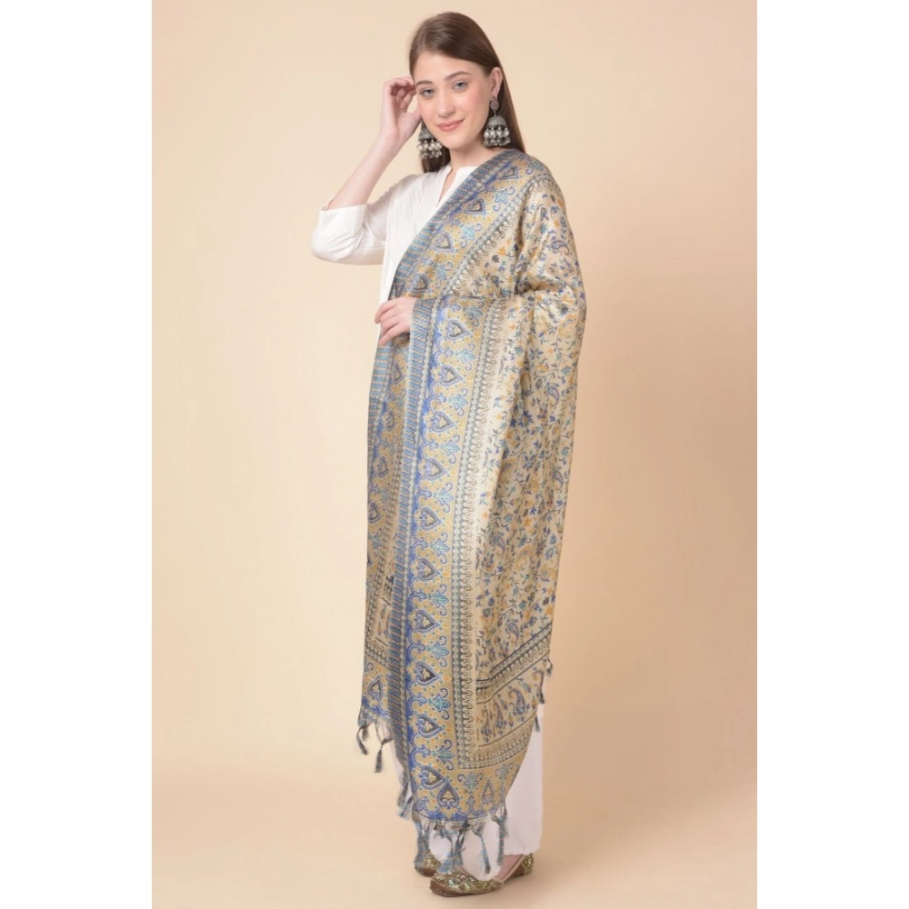 Generic Women's Art Silk Printed Dupatta (Grey, Length: 2.25 to 2.50 Mtr) - Image 4
