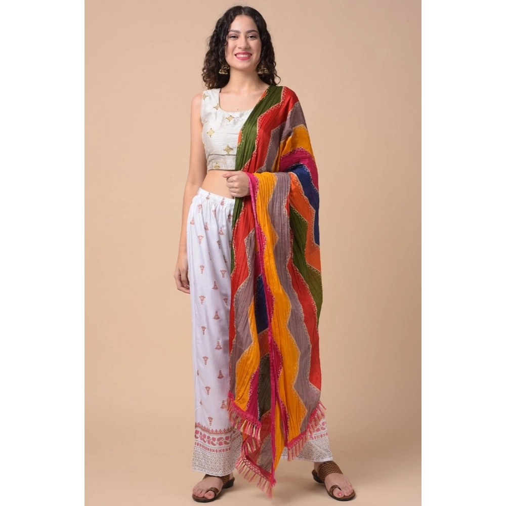 Generic Women's Chanderi Printed Dupatta (Multicolor, Length: 2.25 to 2.50 Mtr) - Image 4