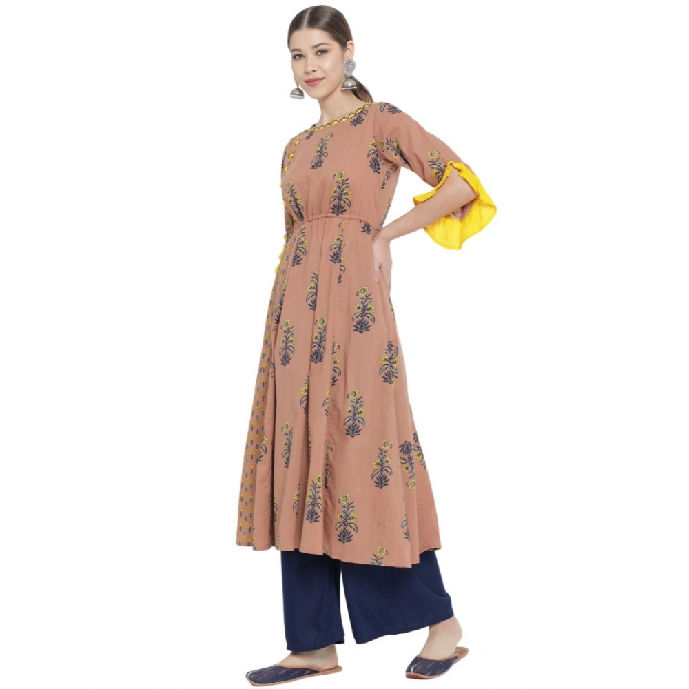 Generic Women's Casual 3/4 th Sleeve Floral Printed Cotton Kurti (MultiColor) - Image 3