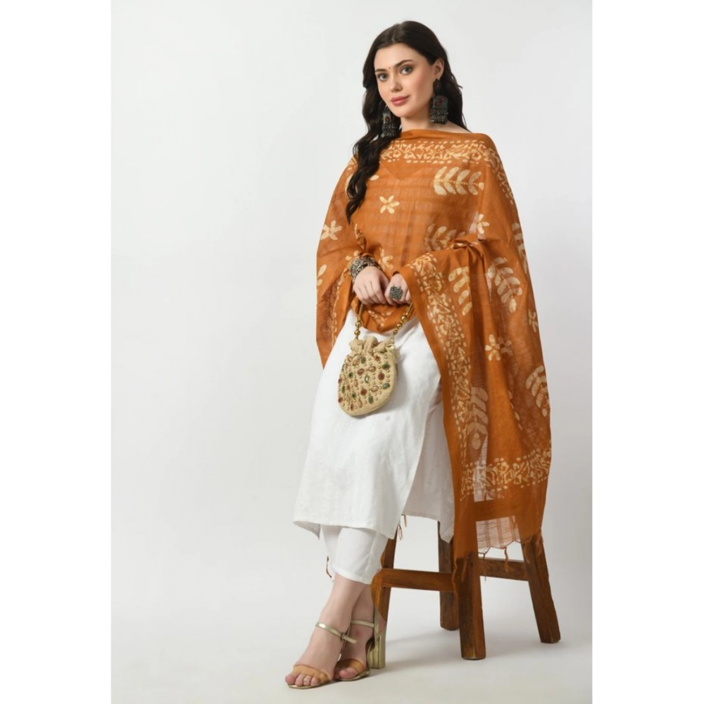 Generic Women's Cotton Printed Dupatta (Rust, Length: Free Size) - Image 2