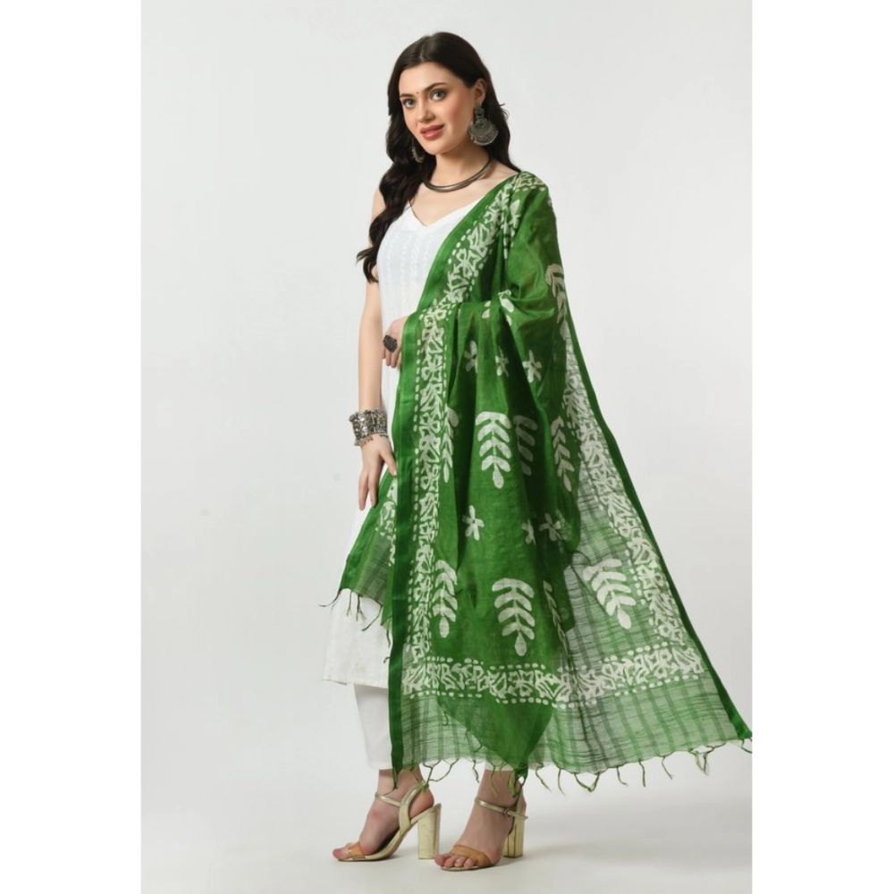 Generic Women's Cotton Printed Dupatta (Green, Length: Free Size) - Image 3