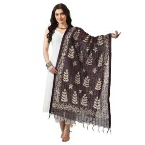 Generic Women's Cotton Printed Dupatta (Wine, Length:ย Free Size)