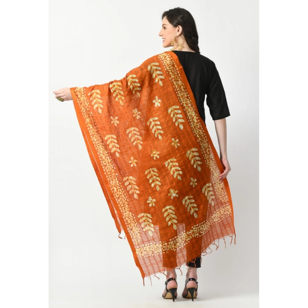Generic Women's Cotton Printed Dupatta (Mustard, Length: Free Size) - Image 4