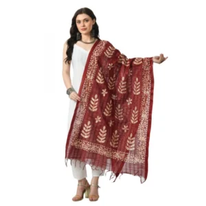 Generic Women's Cotton Printed Dupatta (Maroon, Length:ย Free Size)