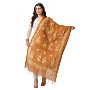 Generic Women's Cotton Printed Dupatta (Rust, Length:ย Free Size)