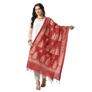 Generic Women's Cotton Printed Dupatta (Red, Length:ย Free Size)