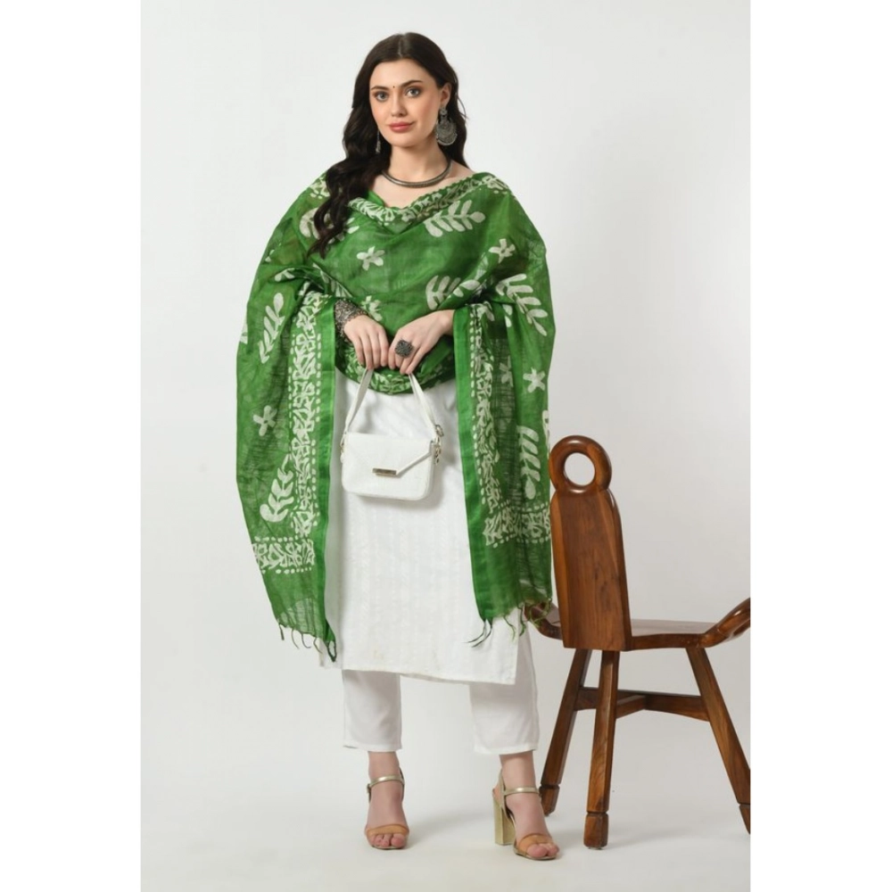 Generic Women's Cotton Printed Dupatta (Green, Length: Free Size) - Image 2