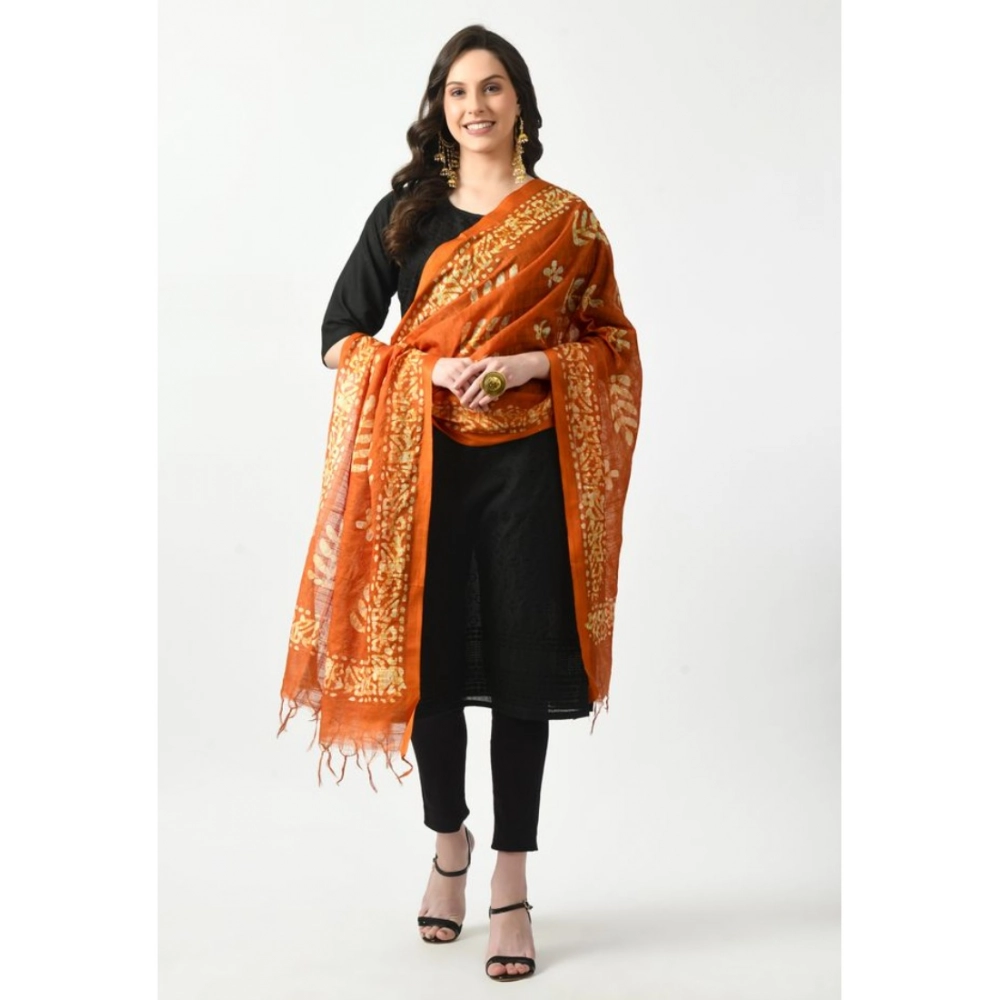 Generic Women's Cotton Printed Dupatta (Mustard, Length: Free Size) - Image 2