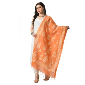 Generic Women's Cotton Printed Dupatta (Orange, Length:ย Free Size)
