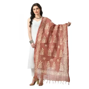 Generic Women's Cotton Printed Dupatta (Brown, Length:ย Free Size)