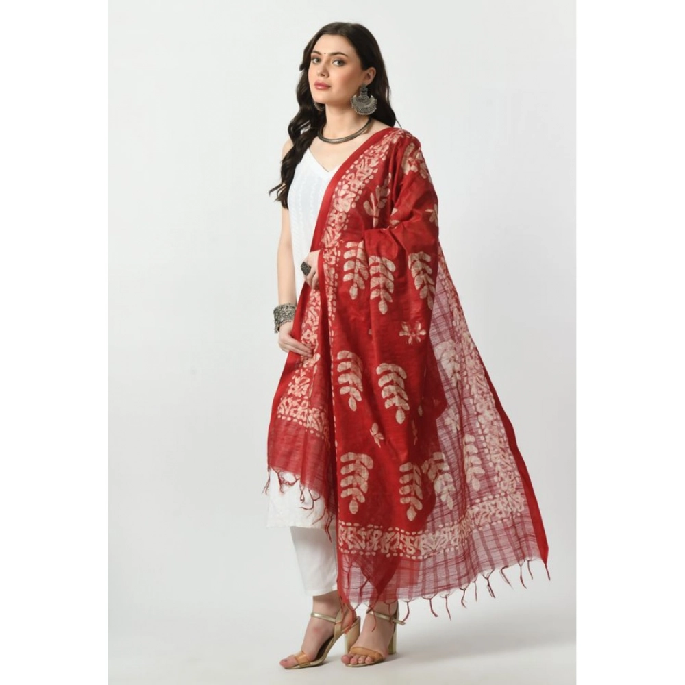 Generic Women's Cotton Printed Dupatta (Red, Length: Free Size) - Image 3