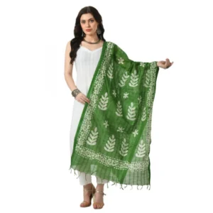 Generic Women's Cotton Printed Dupatta (Green, Length:ย Free Size)