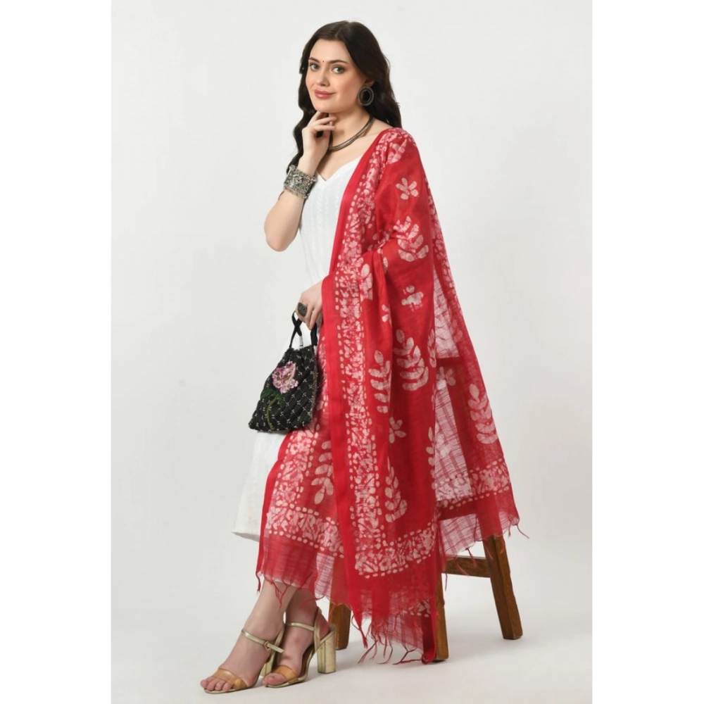 Generic Women's Cotton Printed Dupatta (Rani, Length: Free Size) - Image 2