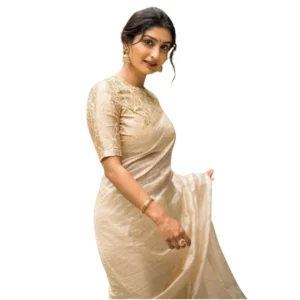 Generic Women's Silk Printed Saree With Unstitched Blouse 5.5Mtr (Off White)