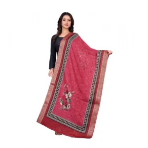 Generic Women's chanderi silk Printed Dupatta (Red, Length: 2 Mtr)